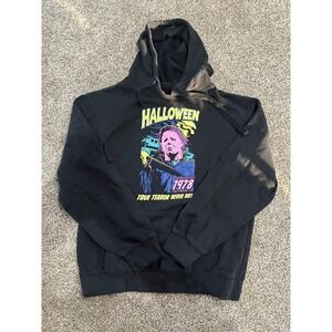 Halloween Michael Myers Hoodie Black Neon Graphic Sweatshirt Mens Small